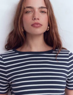 Boden Tops & T-Shirts-Marinière Olivia à manches courtes Bleu marine, ivoire