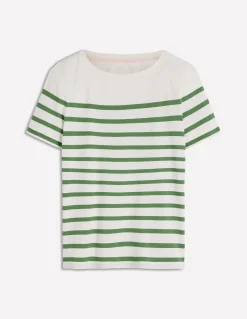Boden Tops & T-Shirts-Marinière Olivia à manches courtes Rayé fairway et ivoire