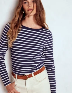 Boden Tops & T-Shirts-Marinière Olivia à manches longues Bleu marine, ivoire