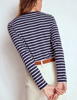 Boden Tops & T-Shirts-Marinière Olivia à manches longues Bleu marine, ivoire