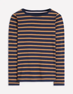 Boden Tops & T-Shirts-Marinière Olivia à manches longues Bleu marine, rayé camel