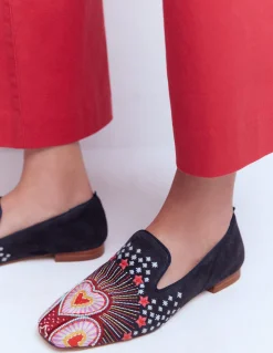 Boden Mocassins|Chaussures Plates-Mocassins façon chaussons Bleu marine