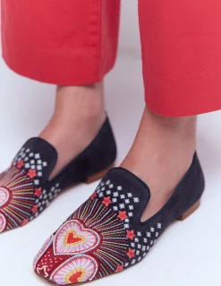 Boden Mocassins|Chaussures Plates-Mocassins façon chaussons Bleu marine