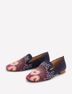 Boden Mocassins|Chaussures Plates-Mocassins façon chaussons Bleu marine