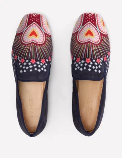 Boden Mocassins|Chaussures Plates-Mocassins façon chaussons Bleu marine
