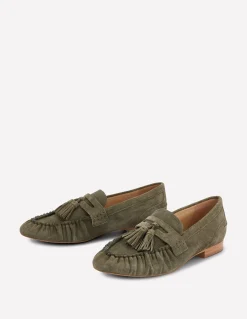 Boden Mocassins|Chaussures Plates-Mocassins souples à fronces Vert olive profond