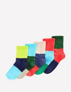 Boden Chaussettes & Sous-Vêtements-5 paires de chaussettes côtelées garçon Colourblock