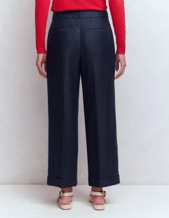 Boden Tenues De Travail|Pantalons-Pantacourt Chiswick à revers Bleu marine