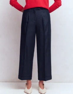 Boden Tenues De Travail|Pantalons-Pantacourt Chiswick à revers Bleu marine