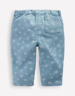 Boden Pantalons & Leggings-Pantalon à enfiler en coton Imprimé floral bleu