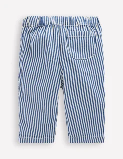 Boden Pantalons & Leggings-Pantalon à enfiler en coton Bleu et Ivoire à Rayures