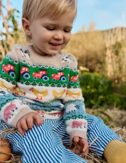 Boden Pantalons & Leggings-Pantalon à enfiler en coton Bleu et Ivoire à Rayures