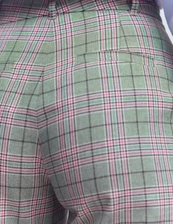 Boden Pantalons-Pantalon ajusté Canonbury Carreaux vert, rose et marron