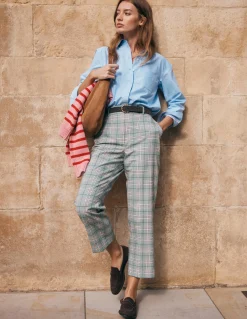 Boden Pantalons-Pantalon ajusté Canonbury Carreaux vert, rose et marron