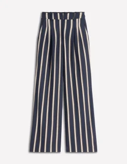 Boden Pantalons-Pantalon ajusté Kensington Rayé tramway camel et bleu marine