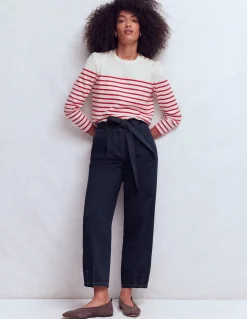 Boden Pantalons-Pantalon ample à ceinture Bleu marine