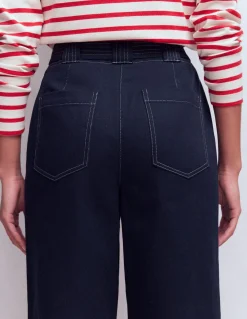 Boden Pantalons-Pantalon ample à ceinture Bleu marine