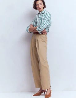 Boden Pantalons-Pantalon ample plissé Gris Pierre