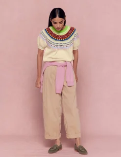 Boden Pantalons-Pantalon ample plissé Gris Pierre