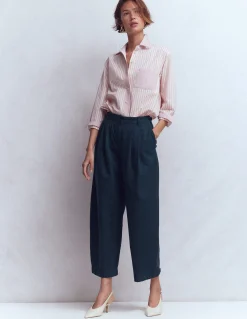 Boden Pantalons-Pantalon ample plissé Bleu marine