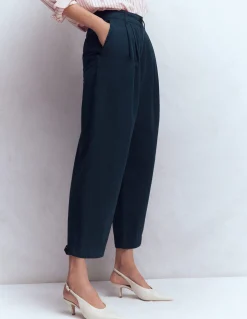Boden Pantalons-Pantalon ample plissé Bleu marine