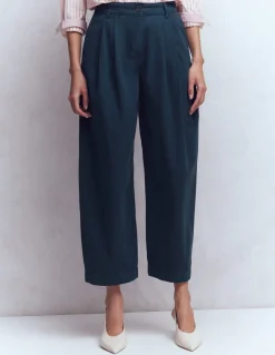 Boden Pantalons-Pantalon ample plissé Bleu marine