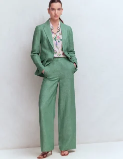 Boden Pantalons|Ensembles Assortis-Pantalon Belgravia en lin Chambray vert aloe vera