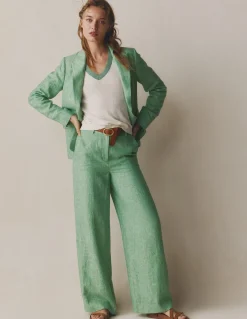 Boden Pantalons|Ensembles Assortis-Pantalon Belgravia en lin Chambray vert aloe vera