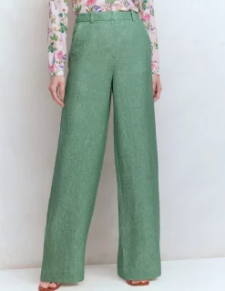 Boden Pantalons|Ensembles Assortis-Pantalon Belgravia en lin Chambray vert aloe vera
