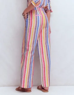 Boden Pantalons|Ensembles Assortis-Pantalon Belgravia en lin À Rayures Multicolores
