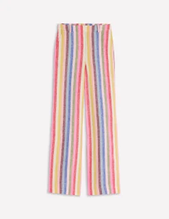 Boden Pantalons|Ensembles Assortis-Pantalon Belgravia en lin À Rayures Multicolores