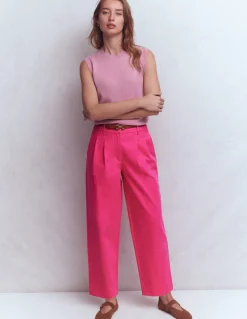 Boden Pantalons-Pantalon Bloomsbury en coton Rose pivoine