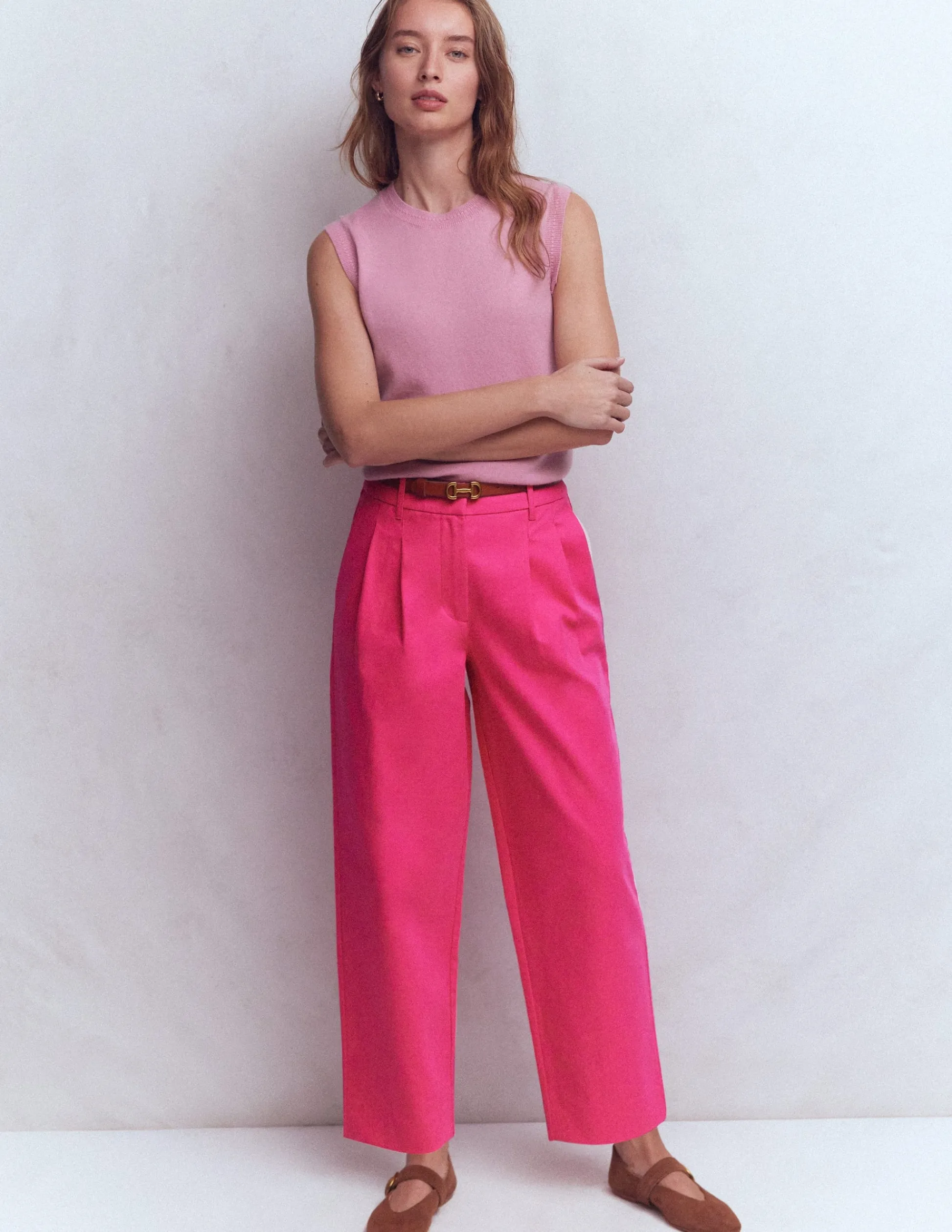 Boden Pantalons-Pantalon Bloomsbury en coton Rose pivoine