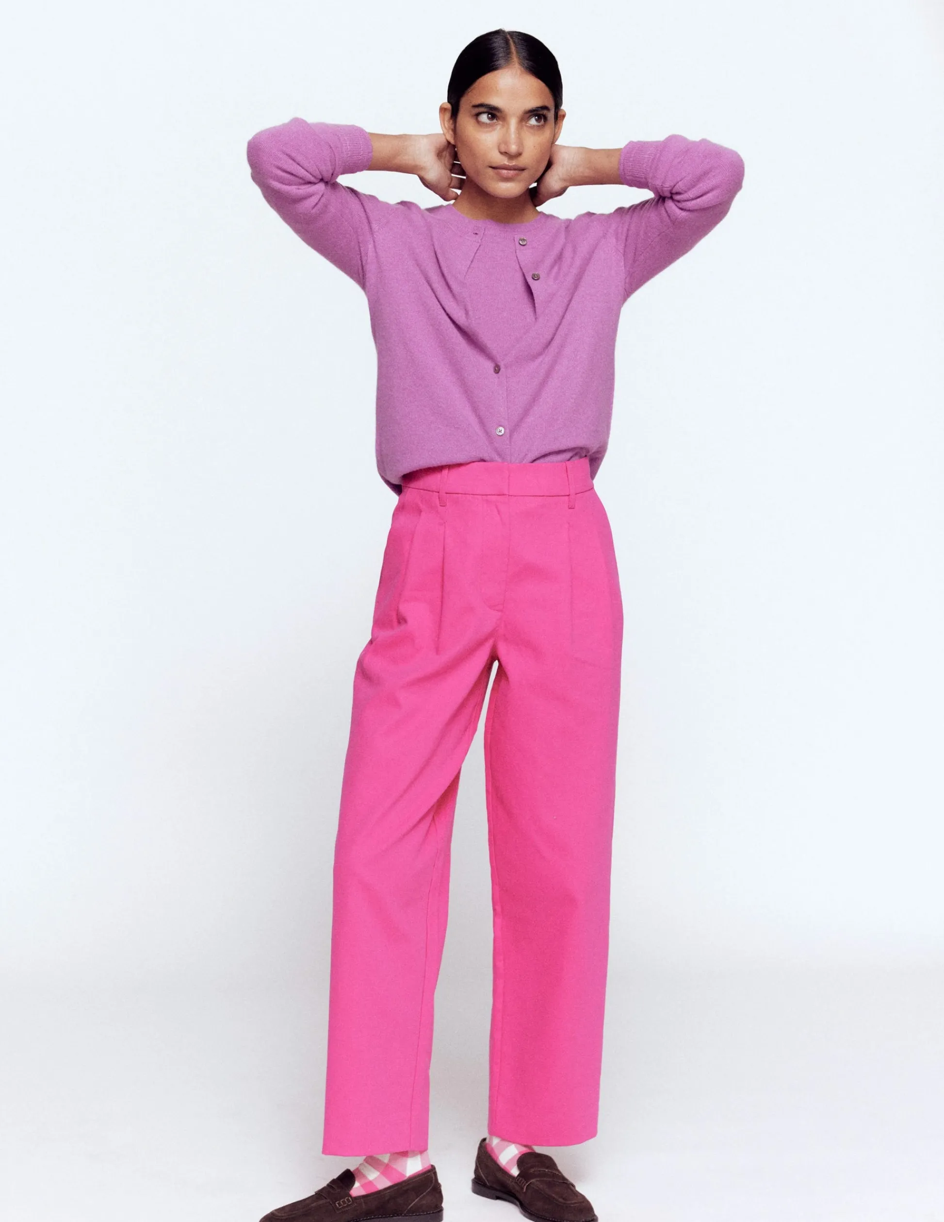 Boden Pantalons-Pantalon Bloomsbury en coton Rose pivoine
