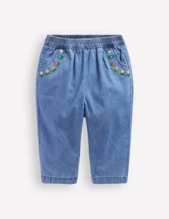 Boden Pantalons & Leggings-Pantalon brodé à enfiler Denim brodé