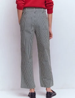 Boden Pantalons-Pantalon chino droit Bleu et Ivoire à Rayures