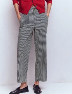 Boden Pantalons-Pantalon chino droit Bleu et Ivoire à Rayures