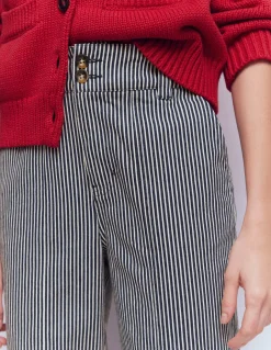 Boden Pantalons-Pantalon chino droit Bleu et Ivoire à Rayures