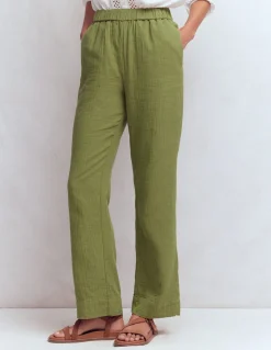 Boden Pantalons-Pantalon double-étoffe à enfiler Vert Olive