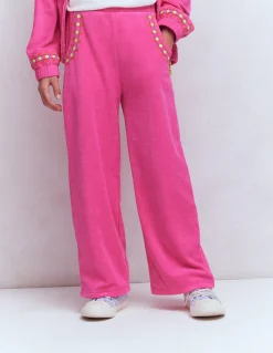 Boden Pantalons|Ensembles Assortis-Pantalon droit en éponge Rose brodé