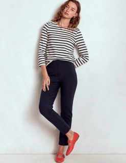 Boden Tenues De Travail|Pantalons-Pantalon Highgate en point de Rome Bleu Marine, Petits Pois