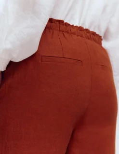 Boden Pantalons-Pantalon Islington en lin Orange brûlé