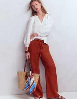Boden Pantalons-Pantalon Islington en lin Orange brûlé