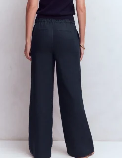 Boden Pantalons-Pantalon Islington en lin Bleu marine