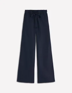Boden Pantalons-Pantalon Islington en lin Bleu marine