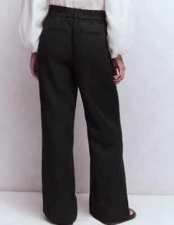 Boden Pantalons-Pantalon Kensington en lin Noir