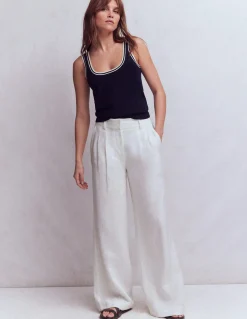 Boden Pantalons-Pantalon Kensington en lin Blanc