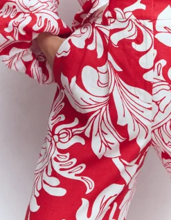 Boden Pantalons|Ensembles Assortis-Pantalon Kensington en lin Salsa, motif Decorative Blossom