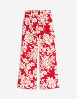 Boden Pantalons|Ensembles Assortis-Pantalon Kensington en lin Salsa, motif Decorative Blossom