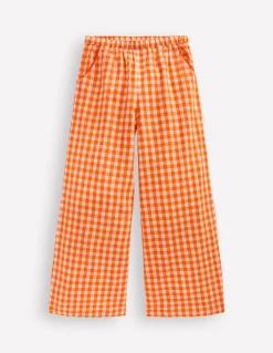 Boden Pantalons|Ensembles Assortis-Pantalon large Vichy orange/ivoire
